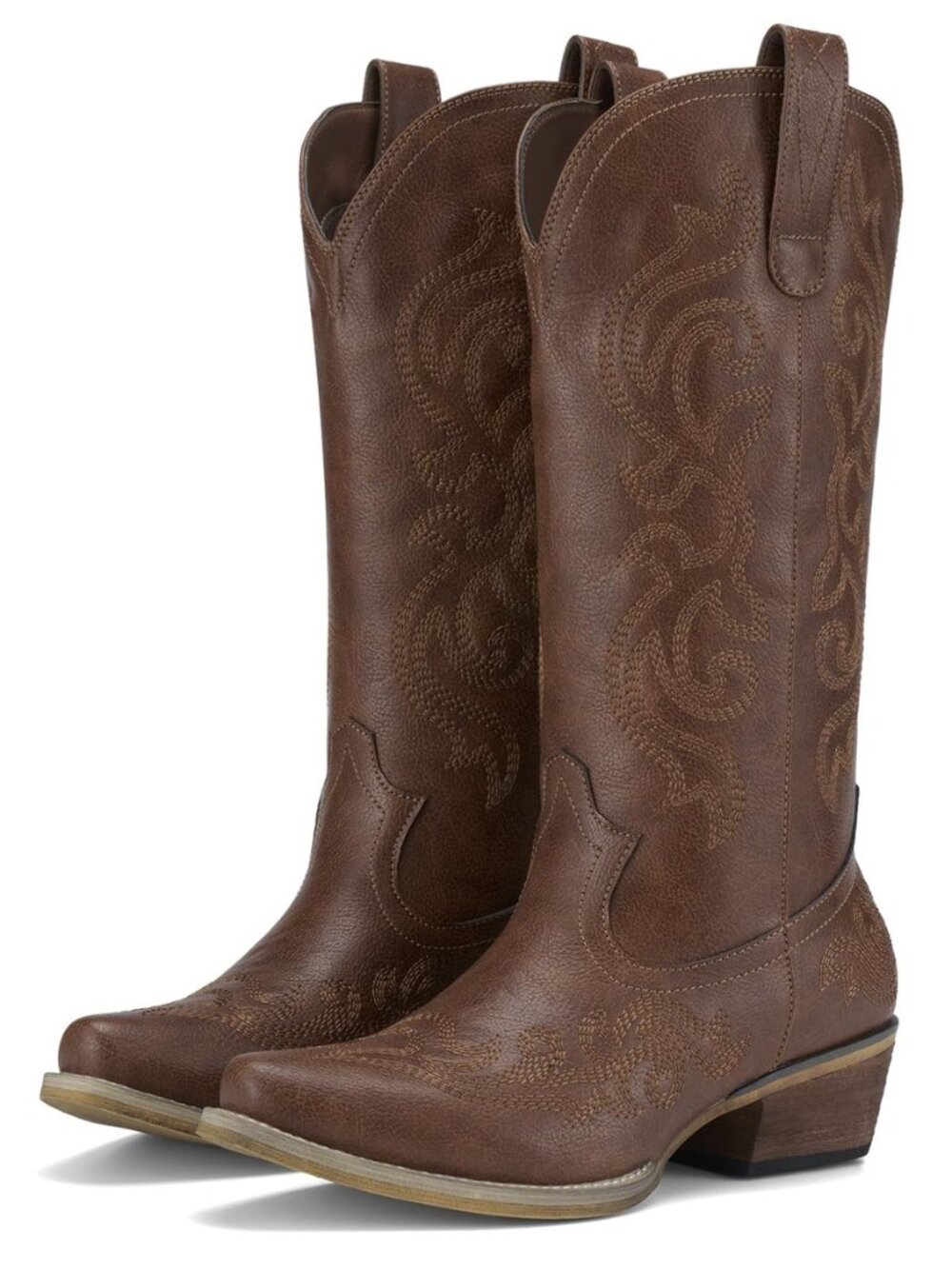 Rollda Cowboy Boots for Women Cowgirl Boots with Snip Toe Mid-Calf